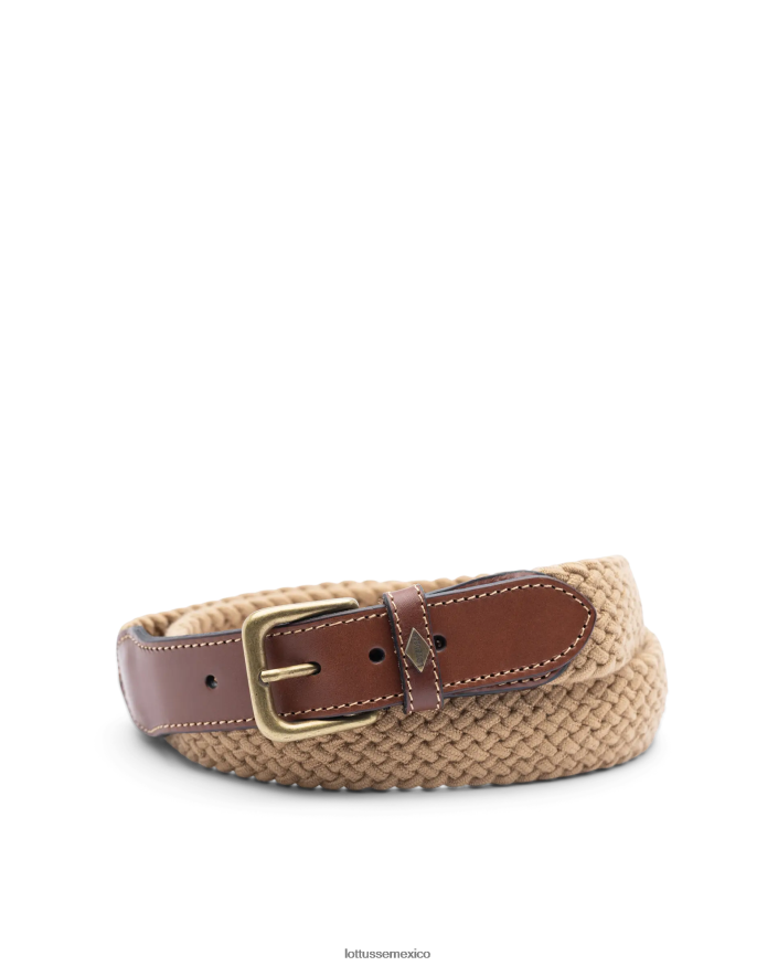 beige Lottusse hombres cinturones elasticos tubulares pantorrilla trenzados PNBVJ038