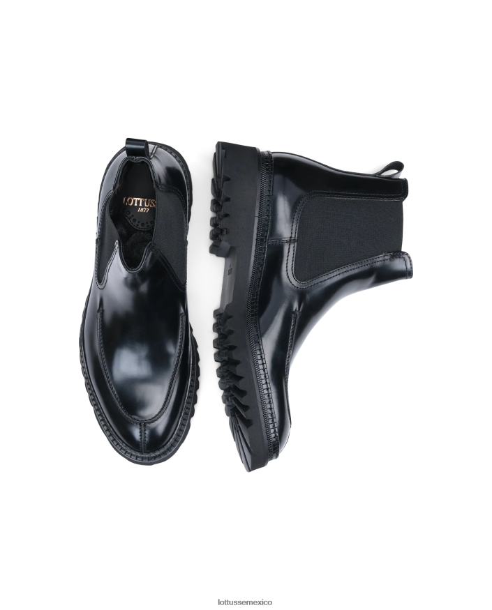 negro Lottusse hombres botas covent de becerro elásticas PNBVJ0174