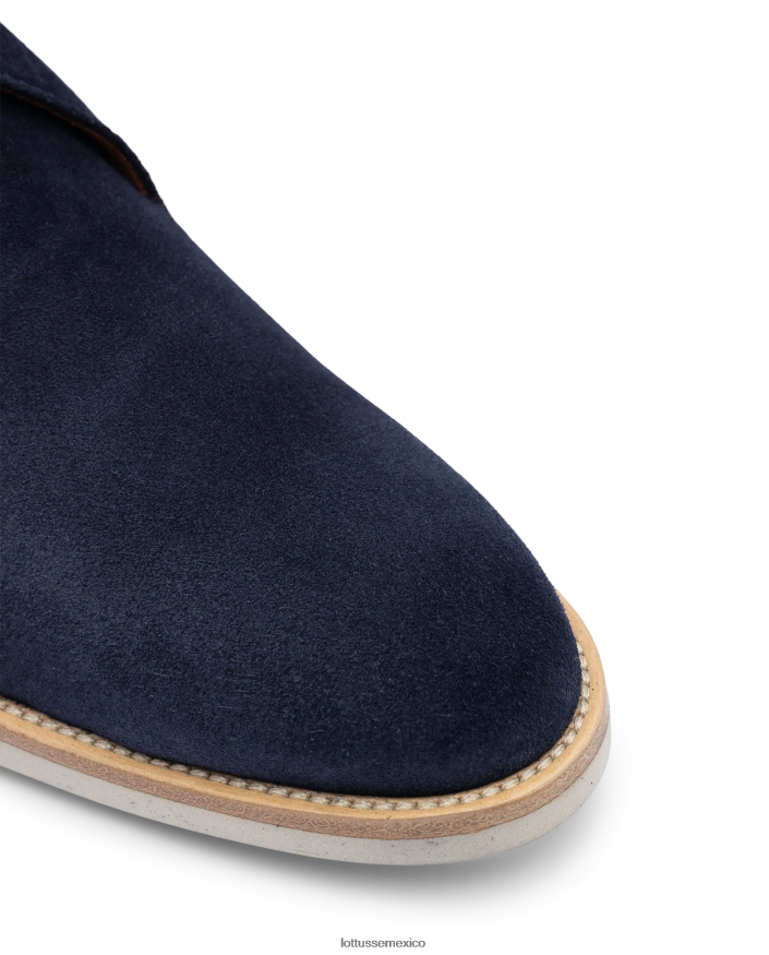 azul marino Lottusse hombres botines venecia de ante de becerro PNBVJ090