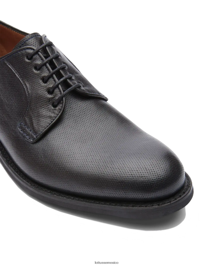 azul marino Lottusse hombres walton canguro derby de cuero repujado PNBVJ069