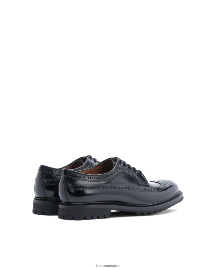 negro Lottusse hombres derby de becerro con carpeta pulida walton PNBVJ040