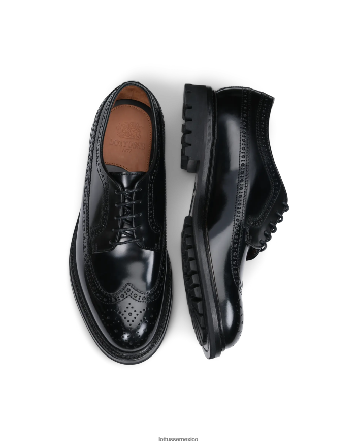 negro Lottusse hombres derby de becerro con carpeta pulida walton PNBVJ040