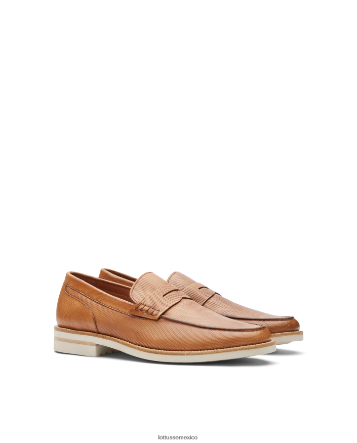 marrón Lottusse hombres mocasines de becerro con relieve Venecia PNBVJ082