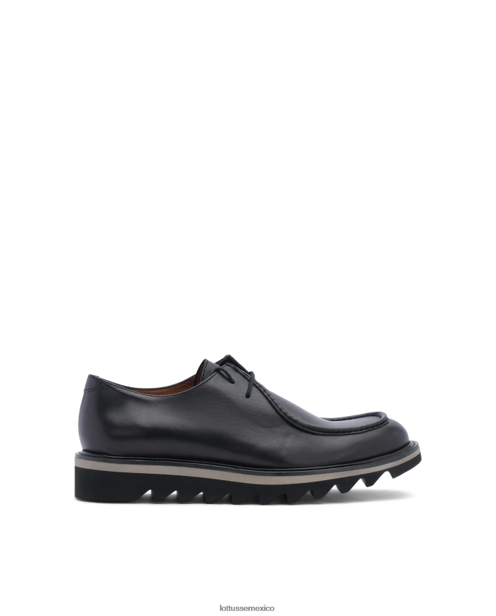 negro Lottusse hombres mocasines derby con tacón de cuña y becerro Dublin PNBVJ0180