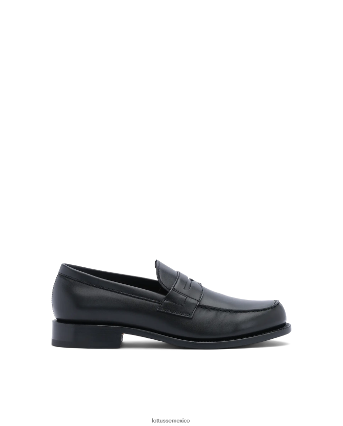 negro Lottusse hombres mocasines kingstown de becerro con tacón cuadrado PNBVJ045