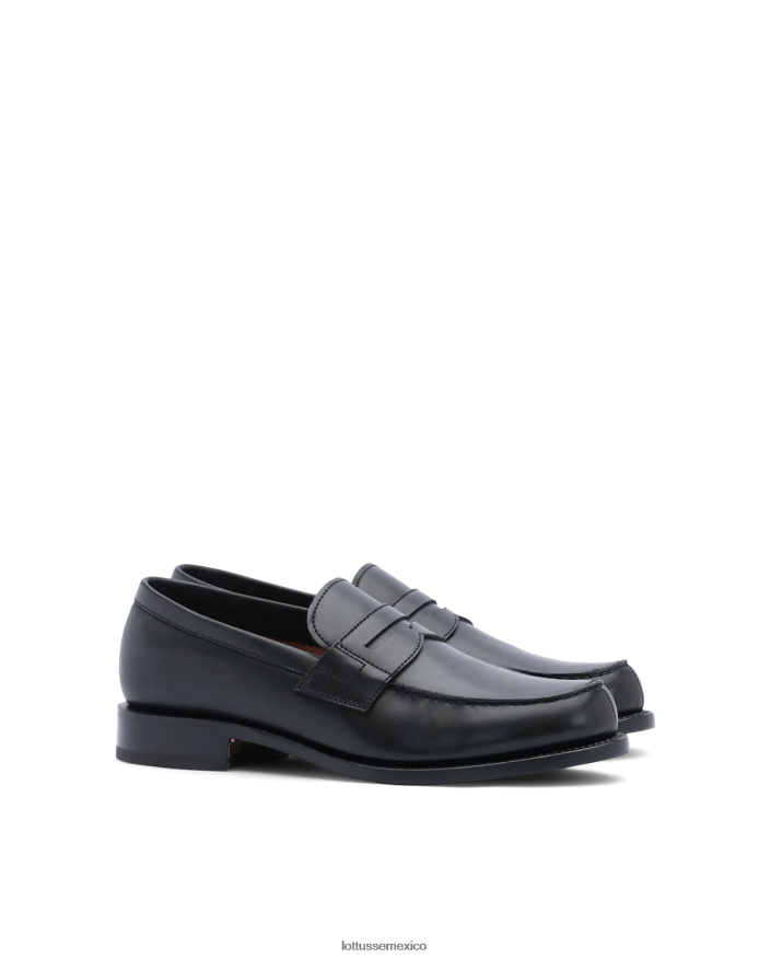 negro Lottusse hombres mocasines kingstown de becerro con tacón cuadrado PNBVJ045