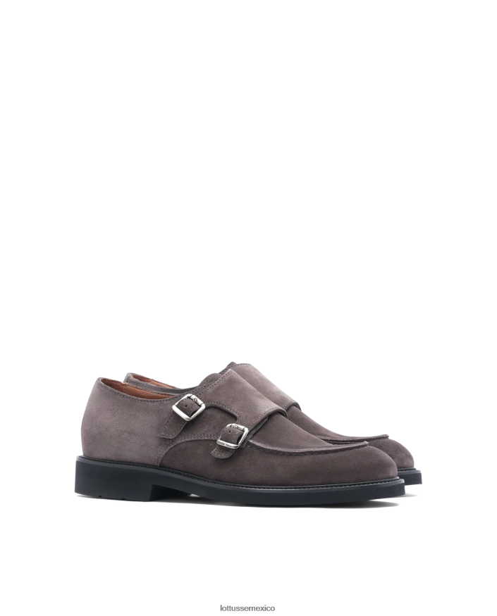 gris Lottusse hombres zapatos monje baltimore de ante de becerro PNBVJ0165