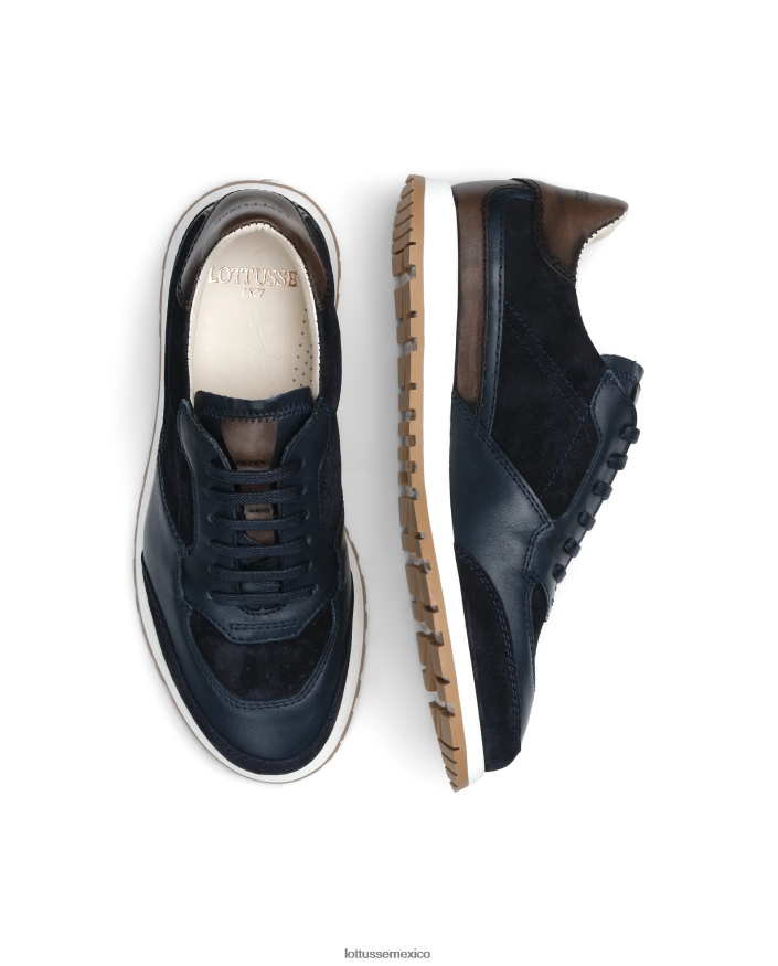 azul marino Lottusse hombres zapatillas mancor de ante de becerro multicolor PNBVJ0193