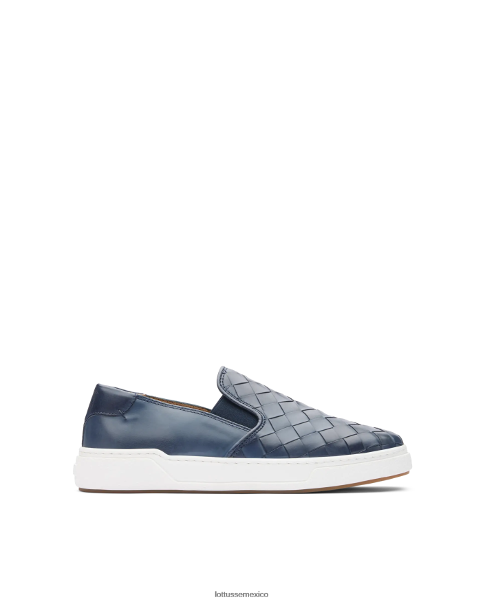 azul marino Lottusse hombres zapatillas torino de piel y malla de becerro PNBVJ0118