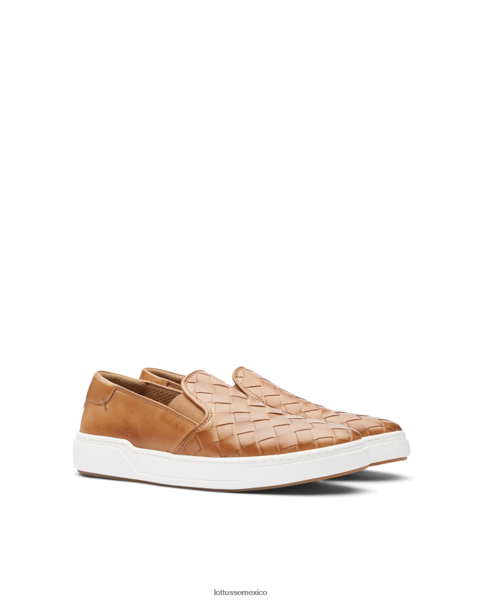 natural Lottusse hombres zapatillas torino de piel y malla de becerro PNBVJ0117