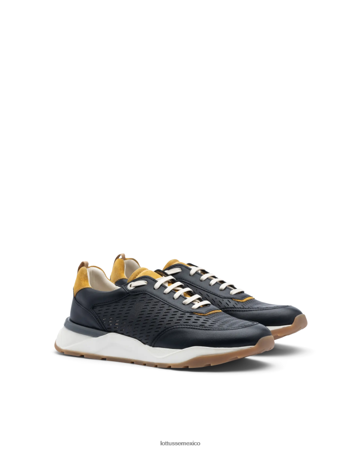 negro Lottusse hombres zapatillas osaka de pantorrilla suave PNBVJ0126