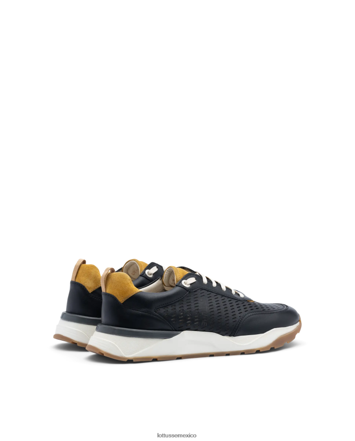 negro Lottusse hombres zapatillas osaka de pantorrilla suave PNBVJ0126