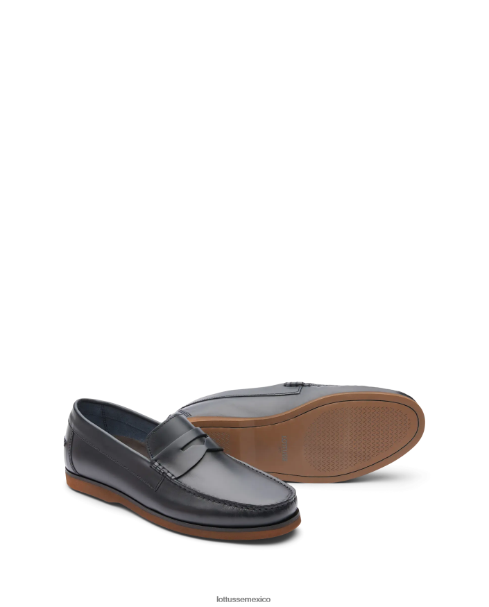 azul marino Lottusse hombres náuticos Ocean Wax de becerro PNBVJ0102