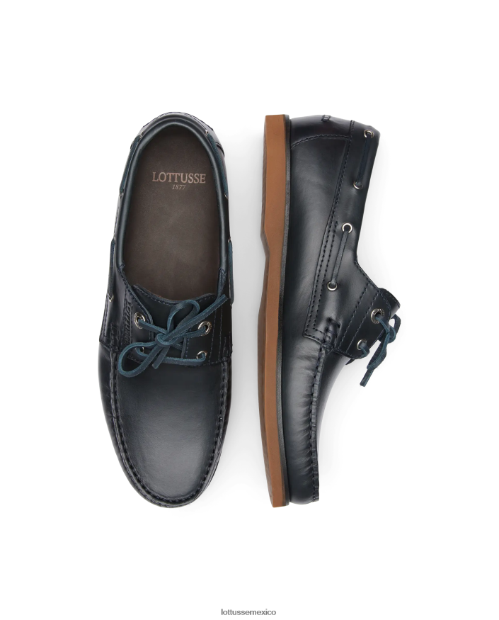 azul marino Lottusse hombres náuticos Ocean Wax de becerro PNBVJ099