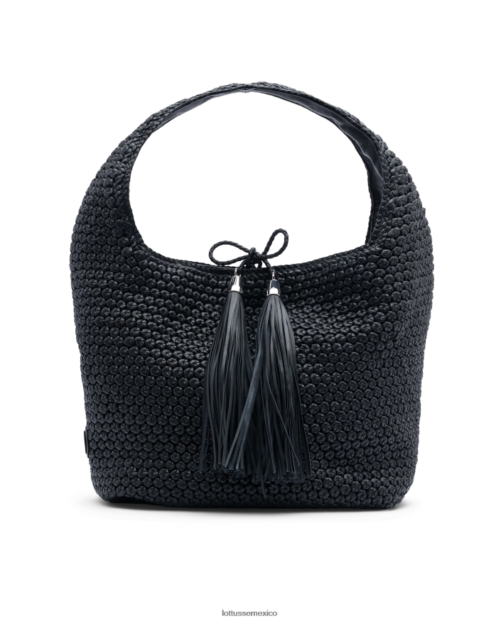 negro Lottusse mujer noodbag merino cordero suave hobo PNBVJ0358