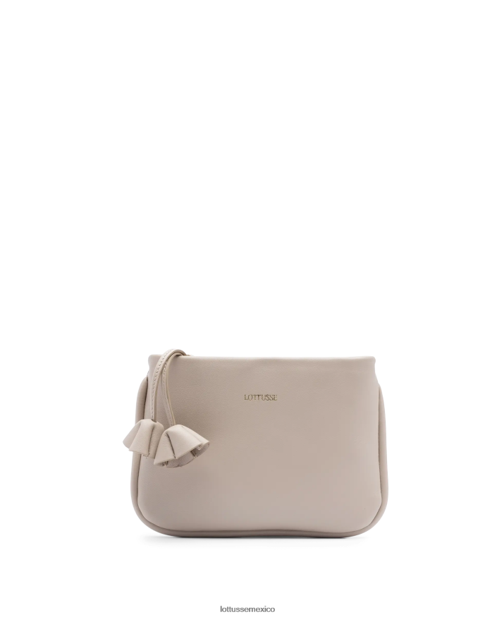 beige Lottusse mujer bolso serena de piel de becerro con asa superior PNBVJ0335