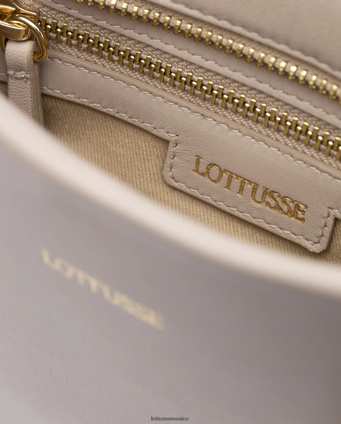 beige Lottusse mujer bolso serena de piel de becerro con asa superior PNBVJ0335