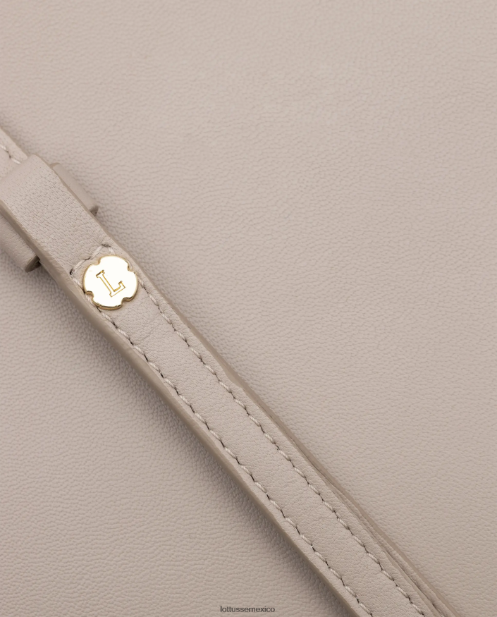 beige Lottusse mujer bolso serena de piel de becerro con asa superior PNBVJ0335