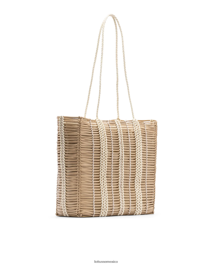 beige Lottusse mujer editar bolso shopper de cabra trenzado PNBVJ0362