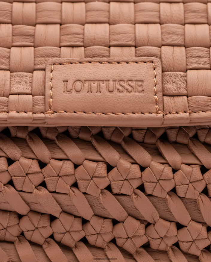 marrón Lottusse mujer bolso noodbag con asa superior de cordero trenzado y lavado PNBVJ0344