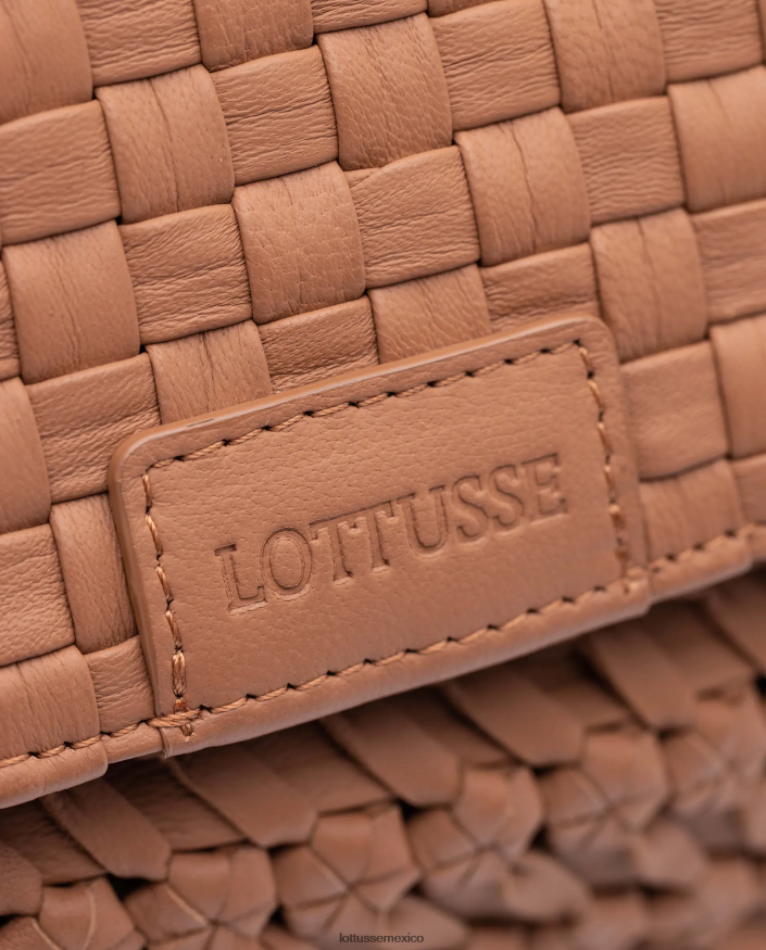 marrón Lottusse mujer bolso noodbag con asa superior de cordero trenzado y lavado PNBVJ0344