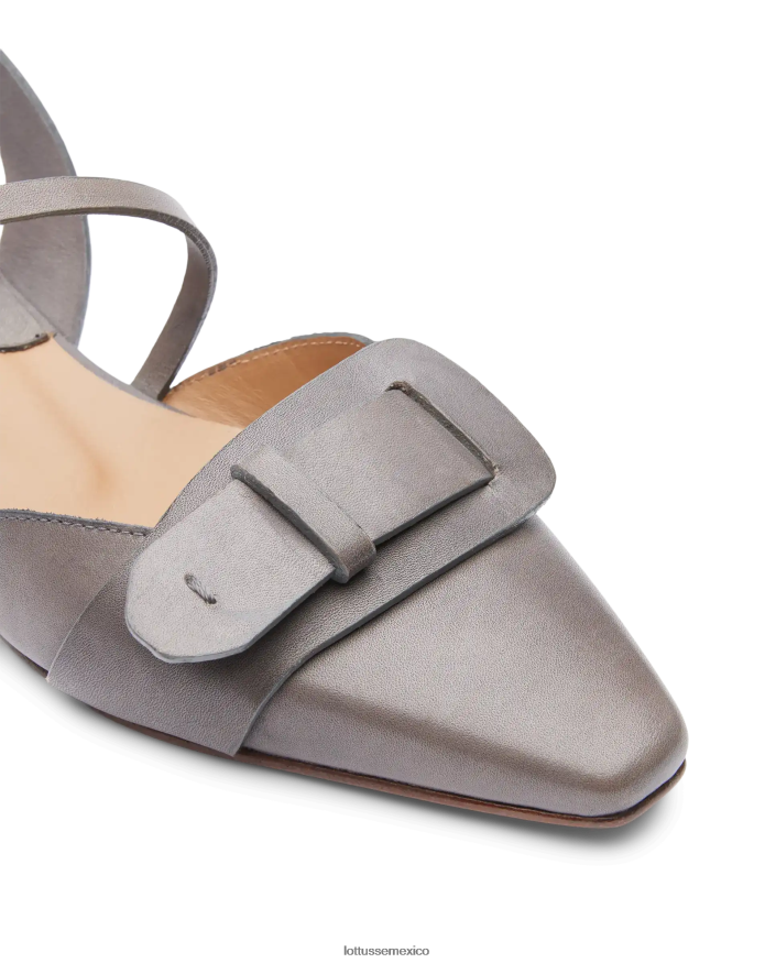 gris plomo Lottusse mujer bailarinas de becerro con anilina crust de smithson PNBVJ0217