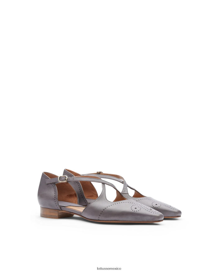 gris plomo Lottusse mujer bailarinas de becerro de anilina crust de smithson PNBVJ0215