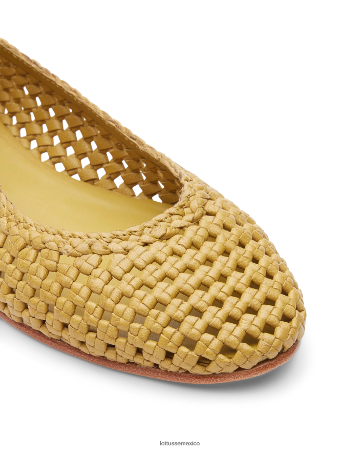 verde oliva Lottusse mujer bailarinas delice de piel y malla de cordero PNBVJ0294
