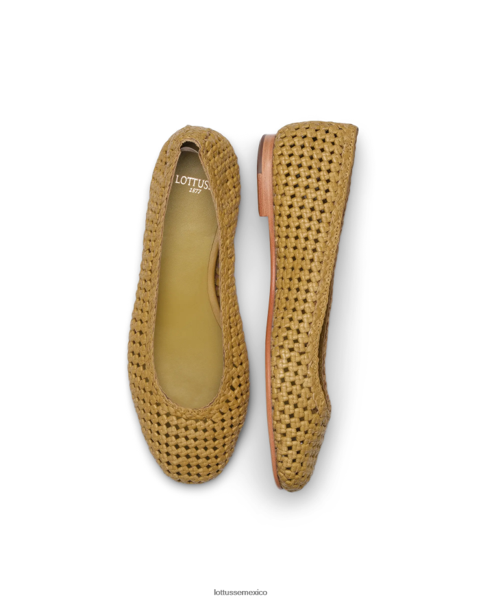 verde oliva Lottusse mujer bailarinas delice de piel y malla de cordero PNBVJ0294
