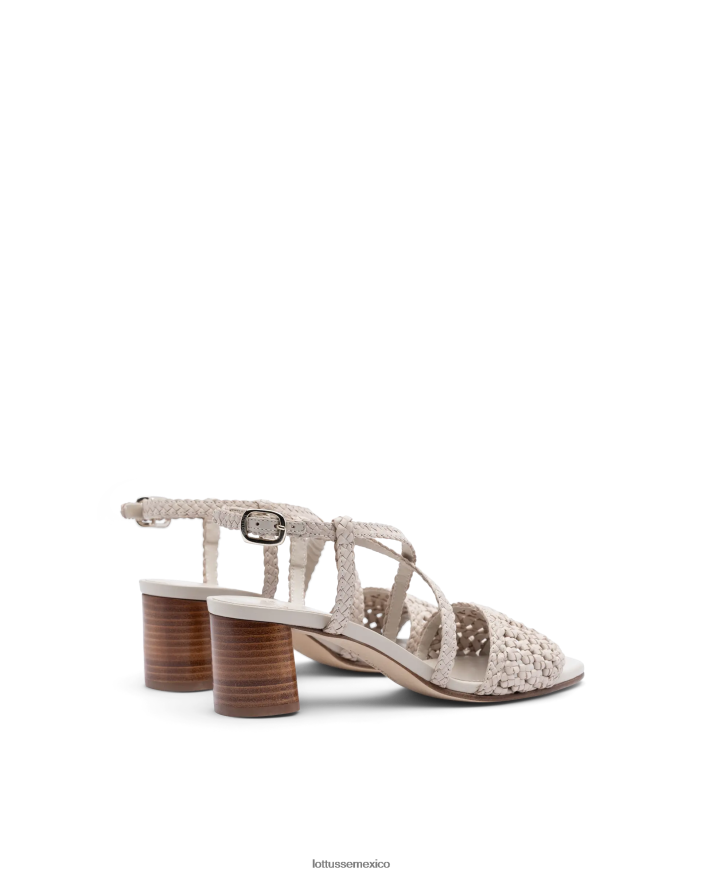 blanquecino Lottusse mujer sandalias de cuero de malla de cordero de verano PNBVJ0316