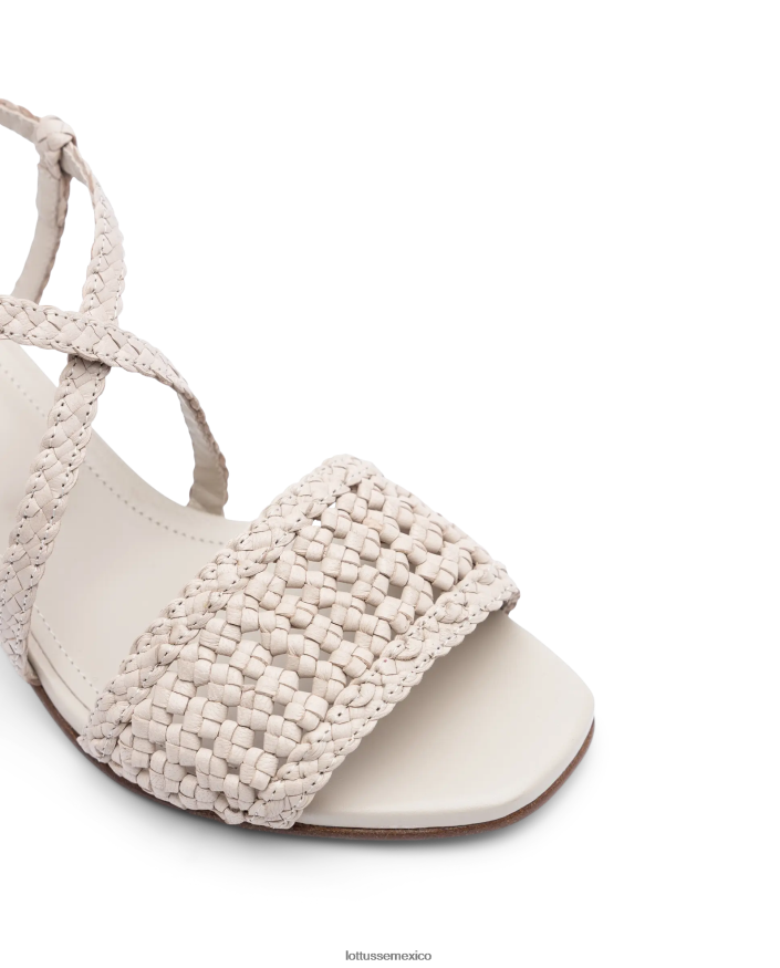 blanquecino Lottusse mujer sandalias de cuero de malla de cordero de verano PNBVJ0316