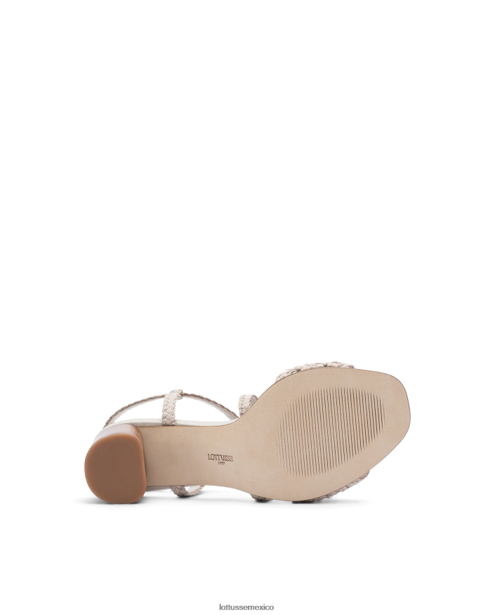 blanquecino Lottusse mujer sandalias de cuero de malla de cordero de verano PNBVJ0316