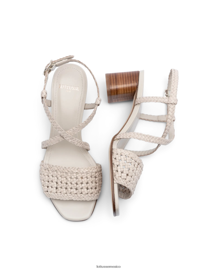 blanquecino Lottusse mujer sandalias de cuero de malla de cordero de verano PNBVJ0316