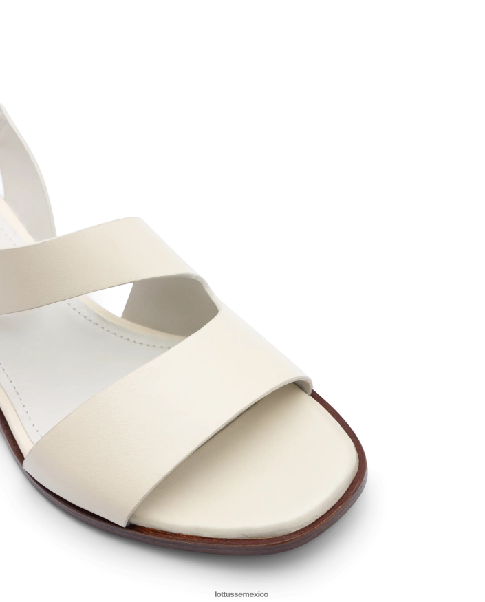 blanquecino Lottusse mujer sandalias de piel de becerro lisas nylo PNBVJ0257