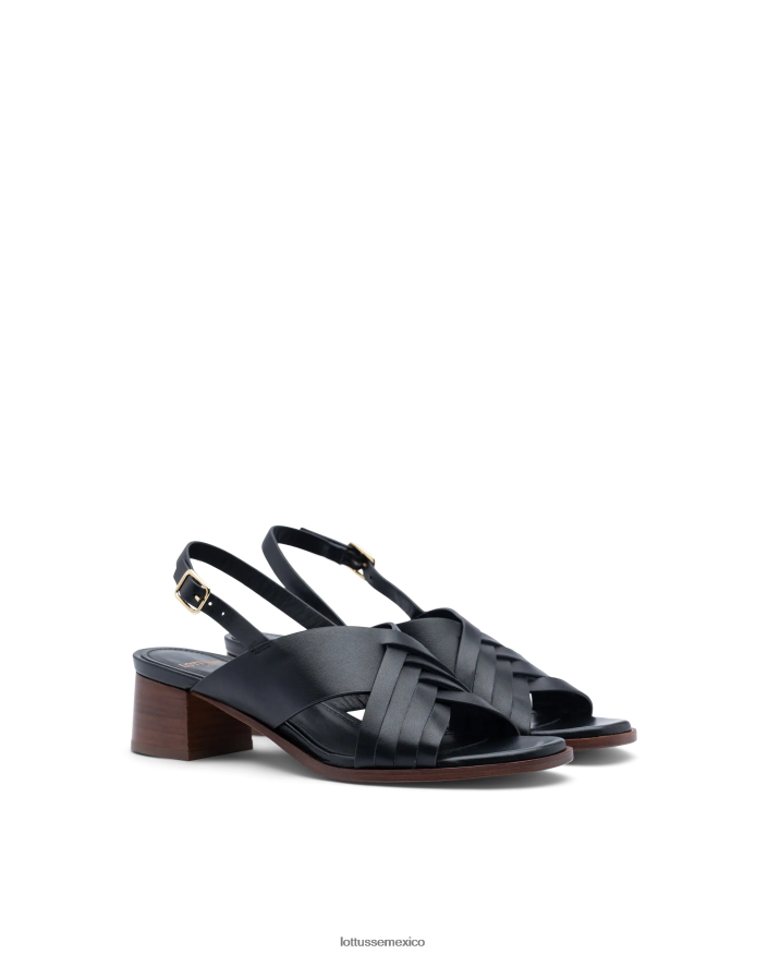 negro Lottusse mujer sandalias nylo de cordero suave PNBVJ0253