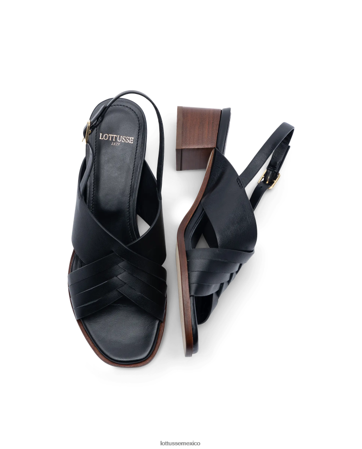 negro Lottusse mujer sandalias nylo de cordero suave PNBVJ0253