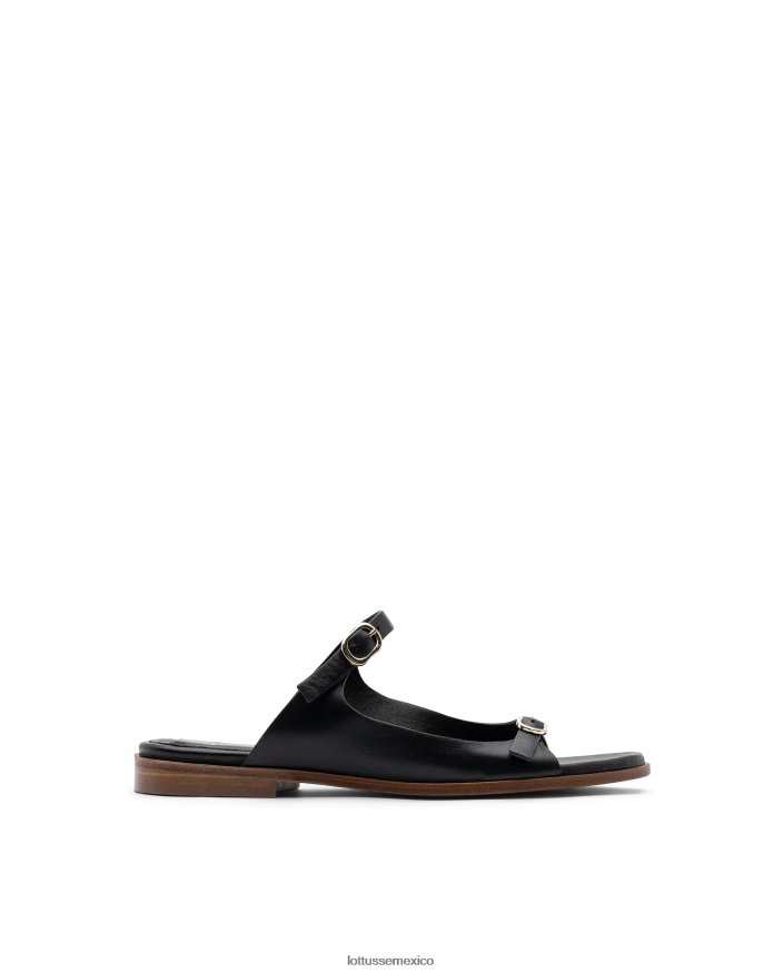 negro Lottusse mujer sandalias nylo de cordero suave PNBVJ0254