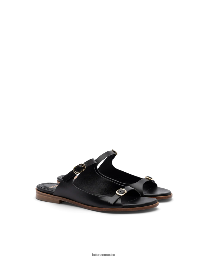 negro Lottusse mujer sandalias nylo de cordero suave PNBVJ0254