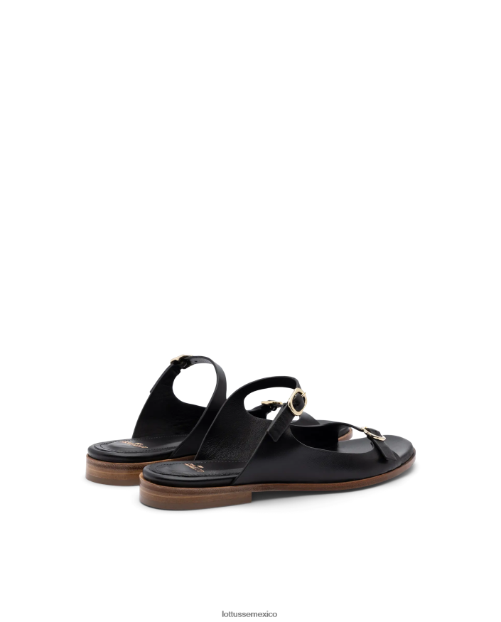 negro Lottusse mujer sandalias nylo de cordero suave PNBVJ0254