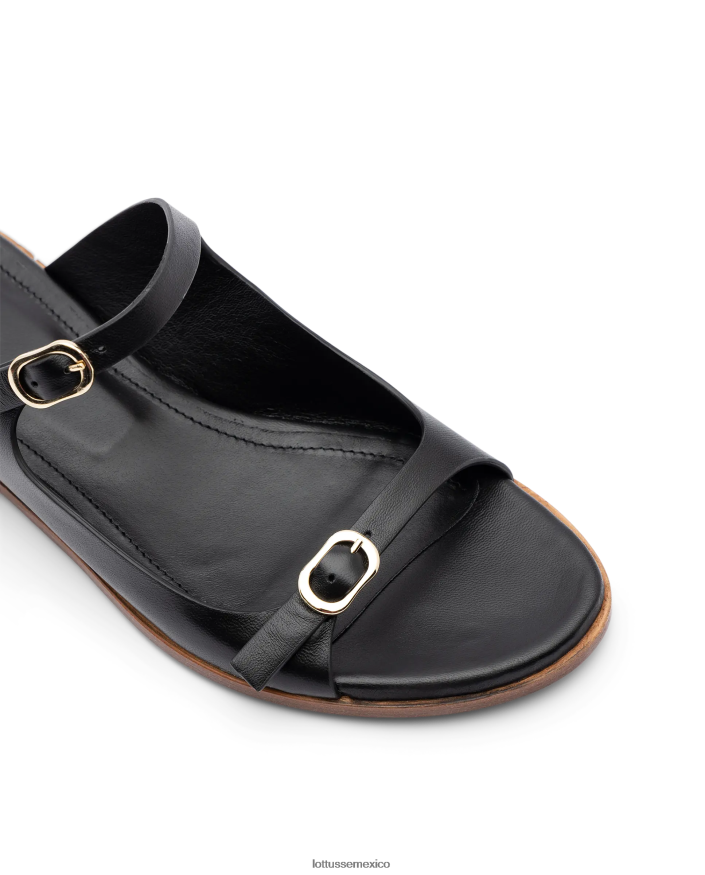 negro Lottusse mujer sandalias nylo de cordero suave PNBVJ0254