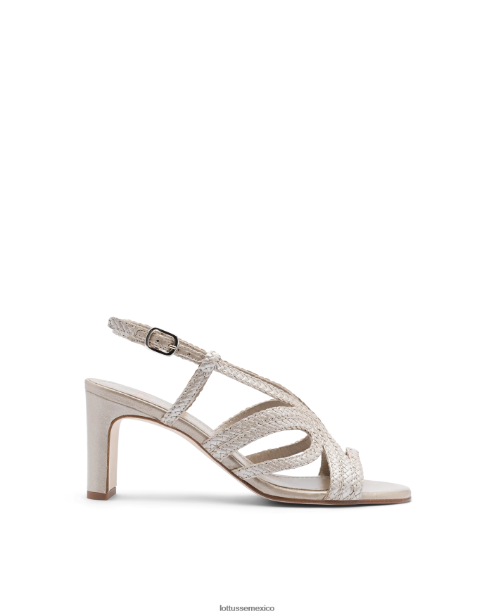 plata Lottusse mujer sandalias de cuero de malla de cordero de verano PNBVJ0320