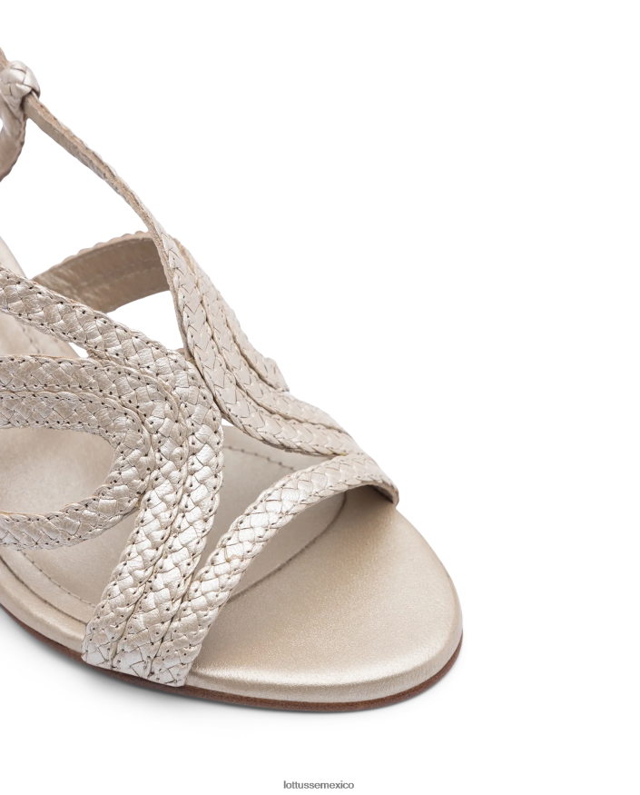 plata Lottusse mujer sandalias de cuero de malla de cordero de verano PNBVJ0320