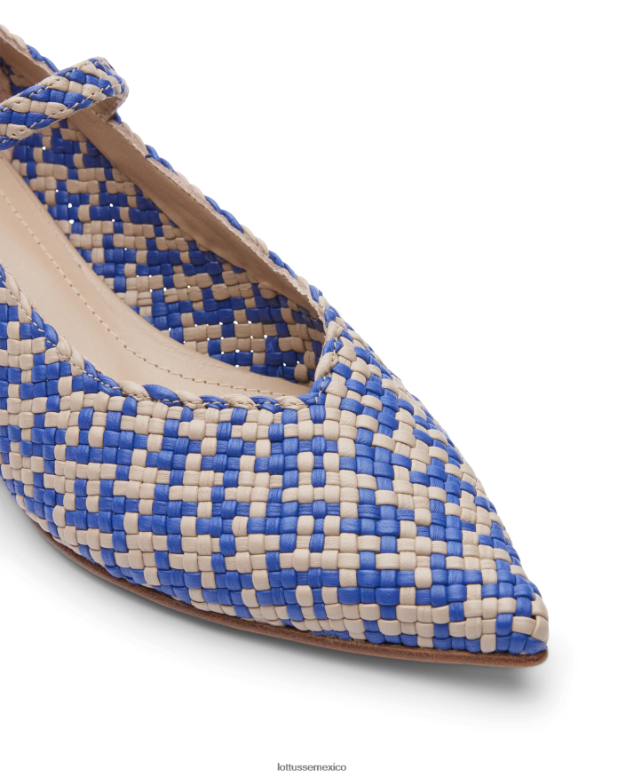 azul Lottusse mujer zapatos de tacón de piel de cordero tejida de verano PNBVJ0317