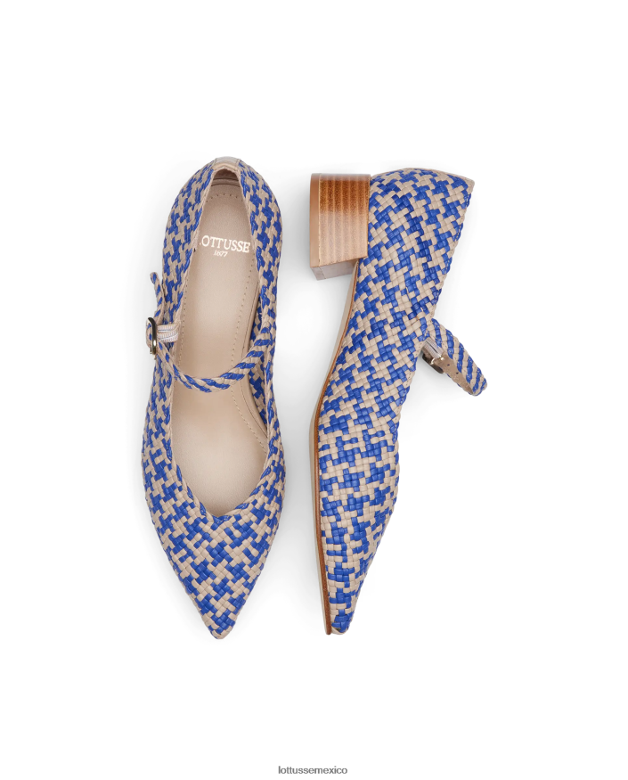 azul Lottusse mujer zapatos de tacón de piel de cordero tejida de verano PNBVJ0317