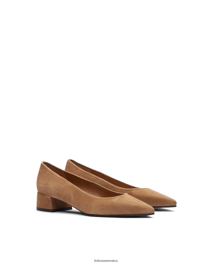 beige Lottusse mujer zapatos de tacón carla de ante con cabra PNBVJ0408