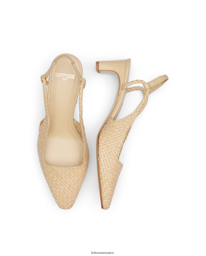 beige Lottusse mujer zapatos de tacón de piel de cordero de verano PNBVJ0311