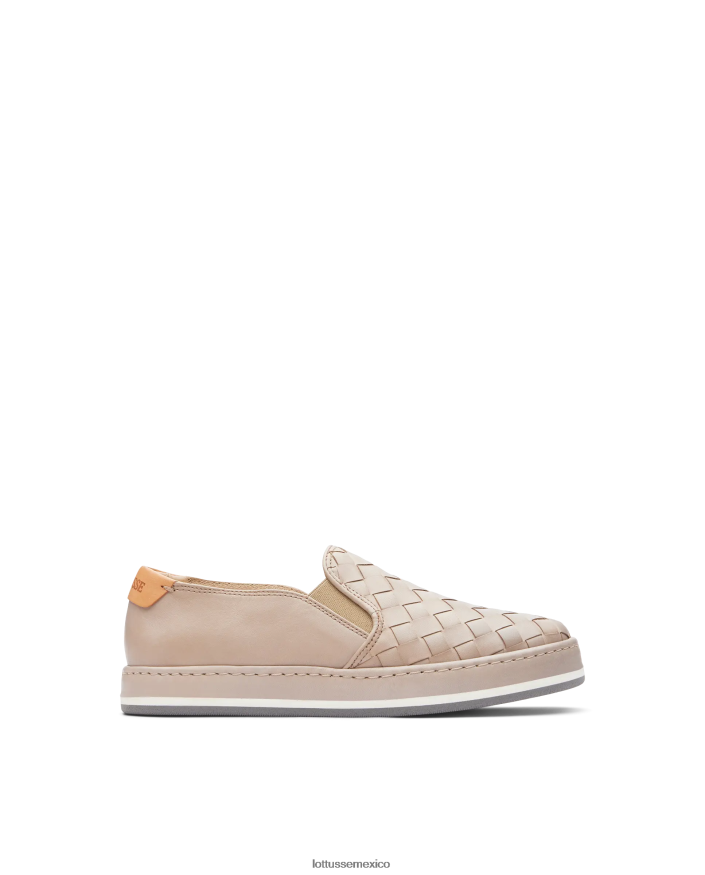 blanquecino Lottusse mujer zapatillas libby de piel y malla de cordero PNBVJ0308
