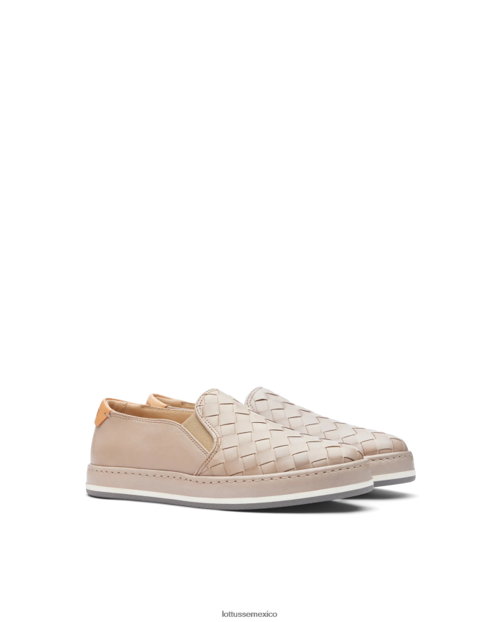 blanquecino Lottusse mujer zapatillas libby de piel y malla de cordero PNBVJ0308