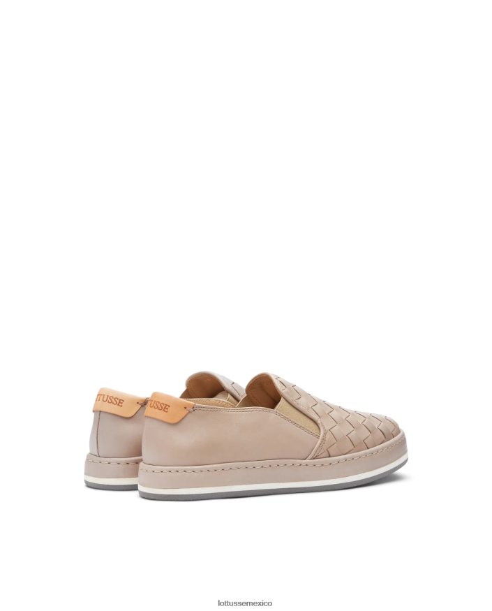 blanquecino Lottusse mujer zapatillas libby de piel y malla de cordero PNBVJ0308