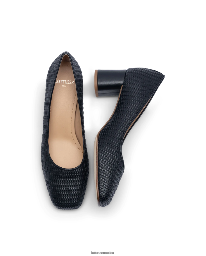 negro Lottusse mujer zapatos de tacón nicole de malla de becerro PNBVJ0285